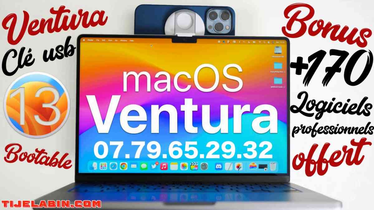 macOS Ventura Systéme Bootable sur clé USB 32GB + 170 Logiciels Professionnel Bonus