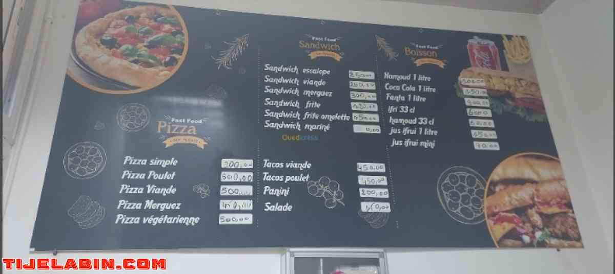 menu de fastfood