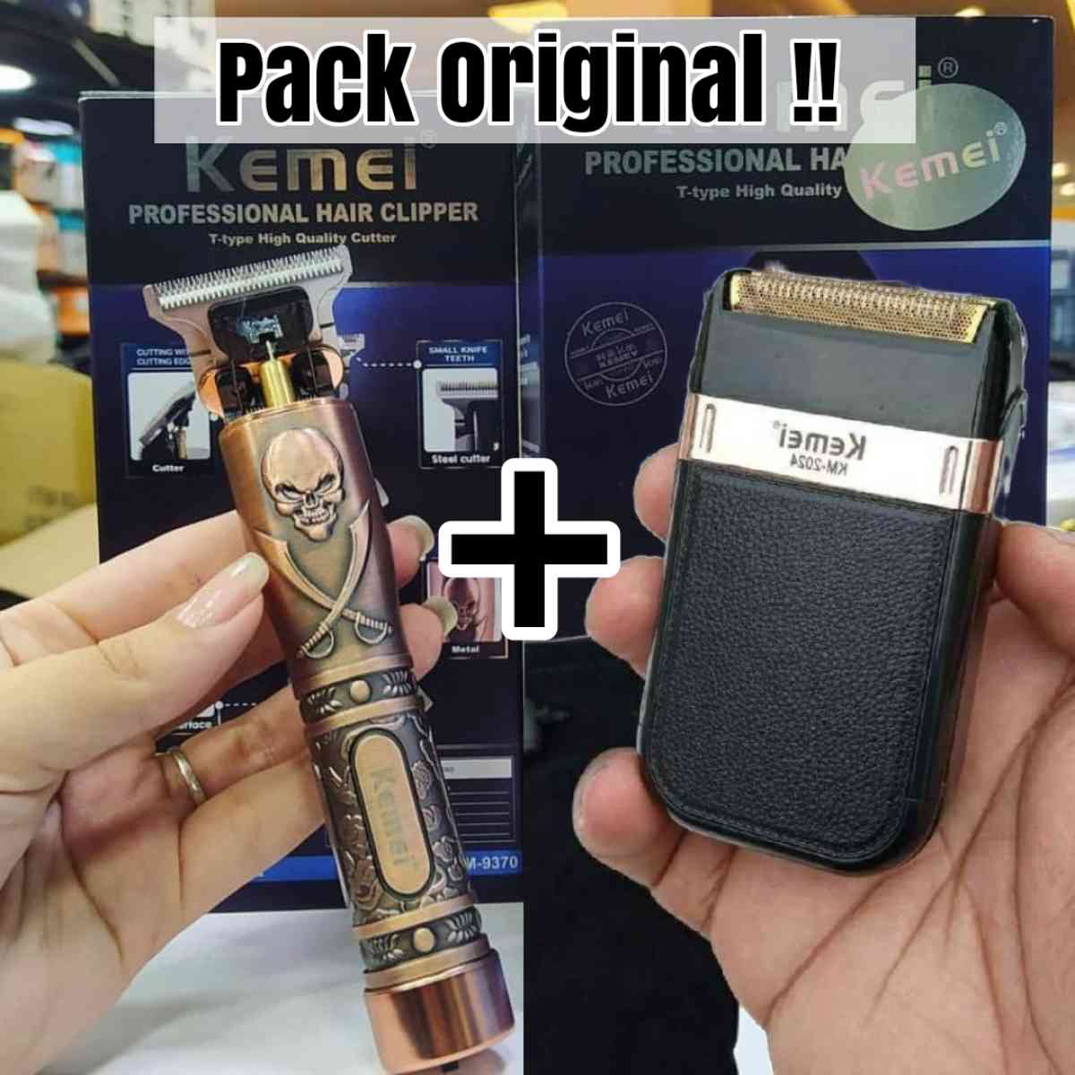 Pack Tondeuse kemei 9370  rasoir kemei 2024