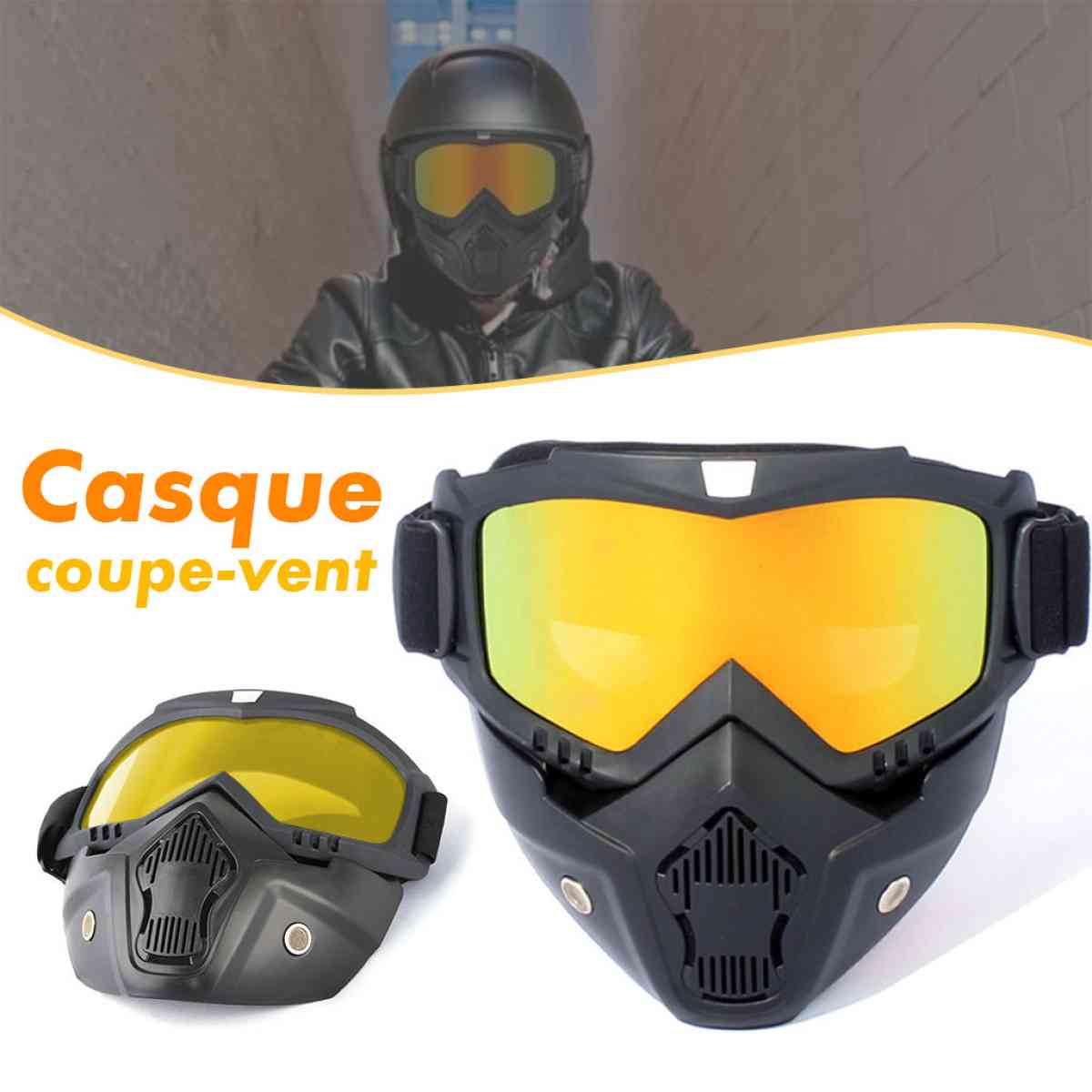 Casque Moto avec Lunettes Amovibles Color AntiBoue