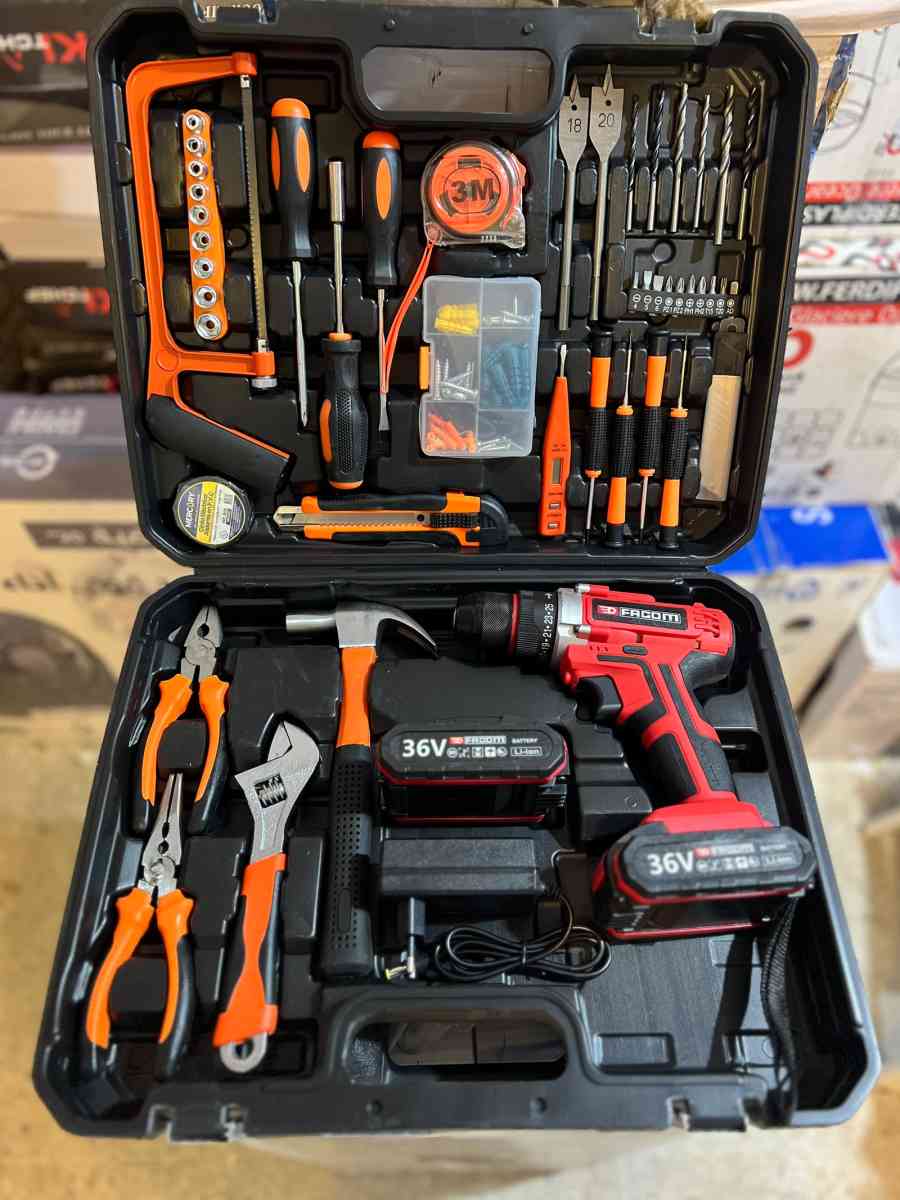 علبة مفك براغي شاحن كهربائي من نوع Facom بجهد 36 فولت